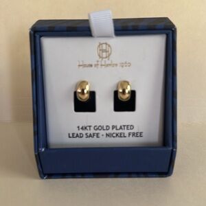HOUSE OF HARLOW 1960 14K Gold Plated Huggie Hoop Earrings NIB 2